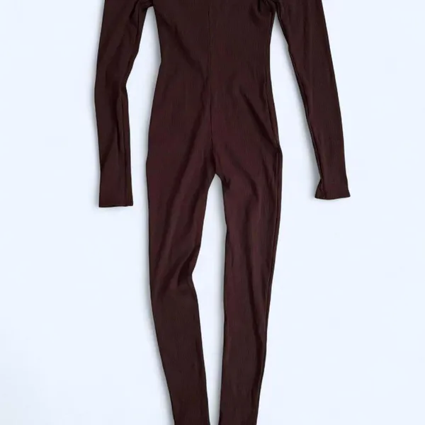Vintage LA Luxe Brown off the shoulder jumpsuit Size Medium - Image 6