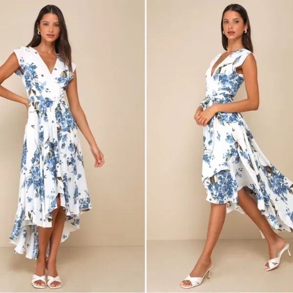 LULU's Floral Sexy Romantic Flowy Floral High Low Wedding Guest NWOT - Image 2