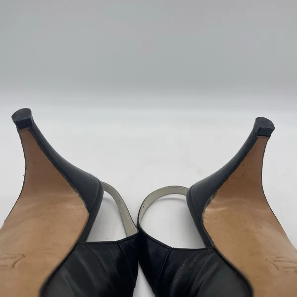 Vtg Stanley Phillipson Womens 9.5 SS‎ Heels Black Leather Slingback Open Toe USA - Image 9