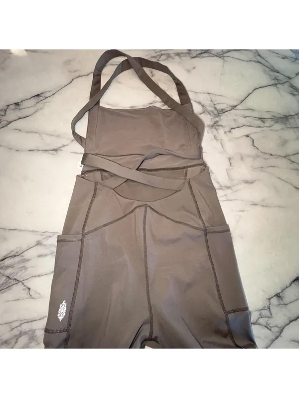 FREE PEOPLE Movement S Charcoal Brown My High One Piece Jumpsuit Small NEW pants - Image 8