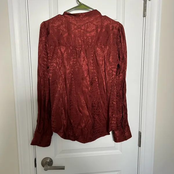 Express Long Sleeve Pussycat Bow Blouse Brown Size S - Image 4