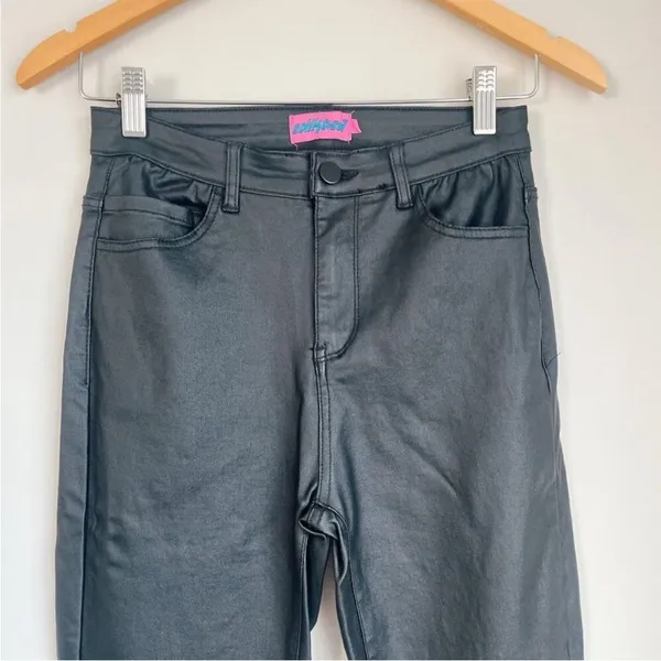 Edikted Luna Faux Leather Flare High Rise Pants Black Size‎ Small - Image 5