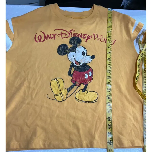 Walt Disney World Mickey Mouse Yellow Cropped Sweatshirt Size Xl Pre-Owned‎ - Image 3