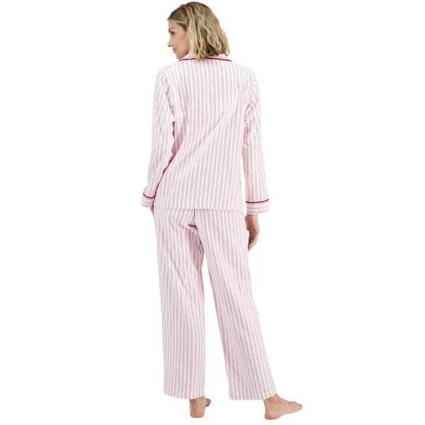 NEW Charter Club Cotton Flannel Pajama Shirt Top 100189806MS Pinstripe Red S - Image 6
