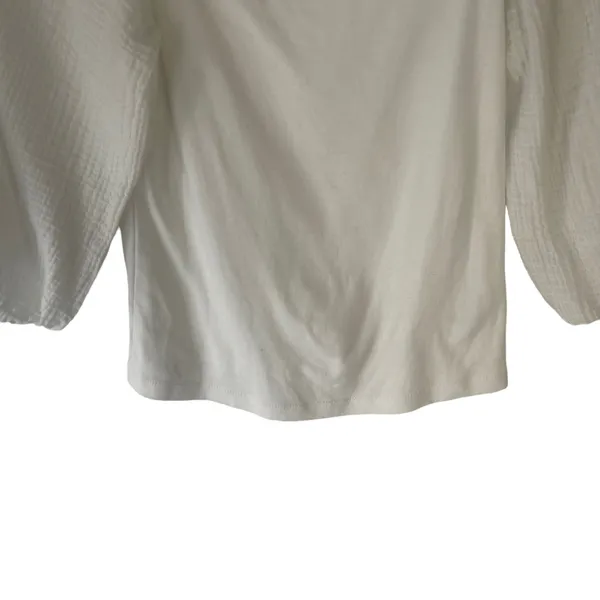 Anthropologie Sanctuary Size Small White Round Neck Puff Sleeve‎ Top - Image 3
