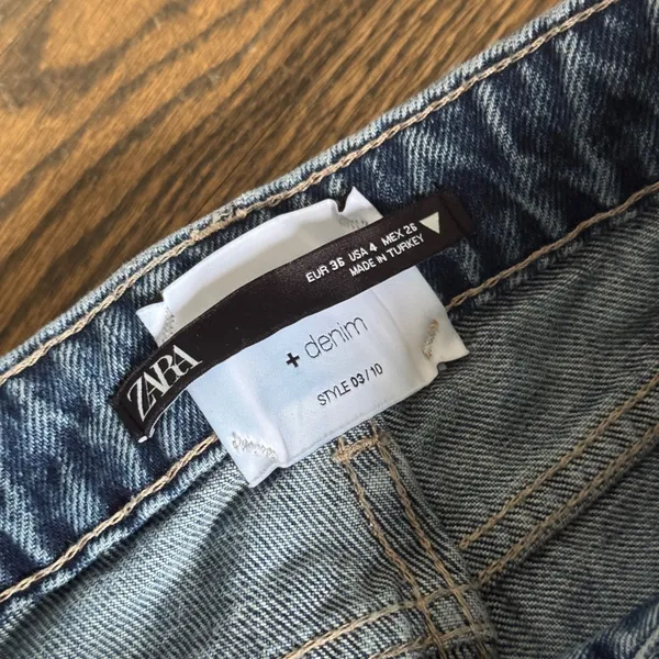 Zara high waisted mini flare rigid denim jean pants size 4, 25” Jean - Image 5