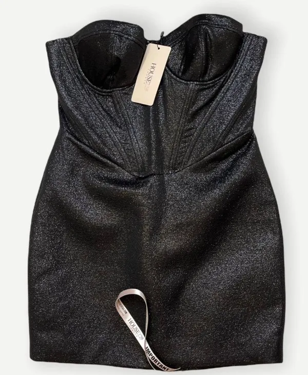 House Of CB NWT EEVI BLACK SPARKLE CORSET DRESS - Image 4
