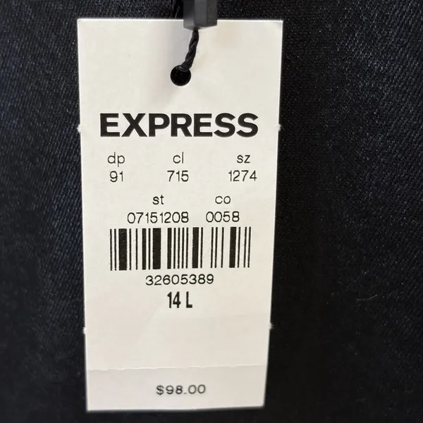 NWT Express Womens 14L Pants‎ Satin Coated Black Skyscraper Mid Rise Split Hem - Image 8