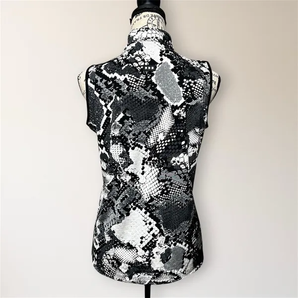 Jamie Sadock Golf Top Womens S Snake Print Sleeveless 1/4 Zip Stretch‎ Black - Image 8