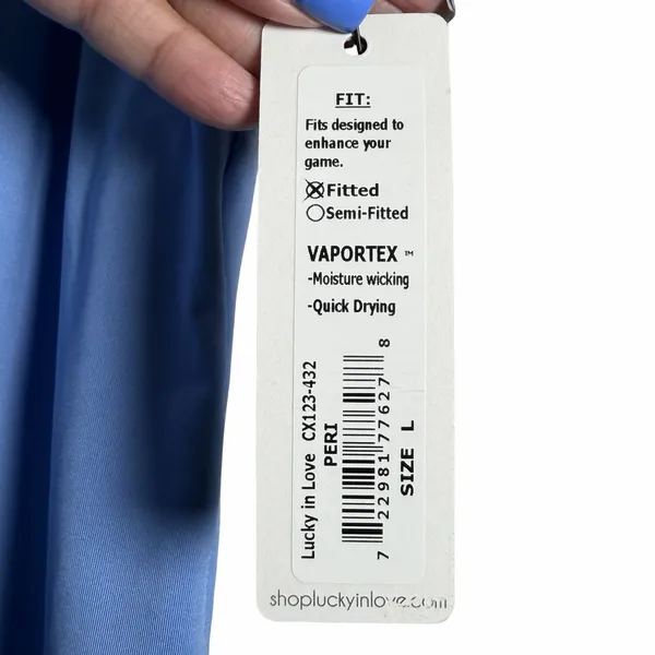 Lucky In Love Linen High Neck Action Tank Women L Peri Blue Tennis Pickleball - Image 11