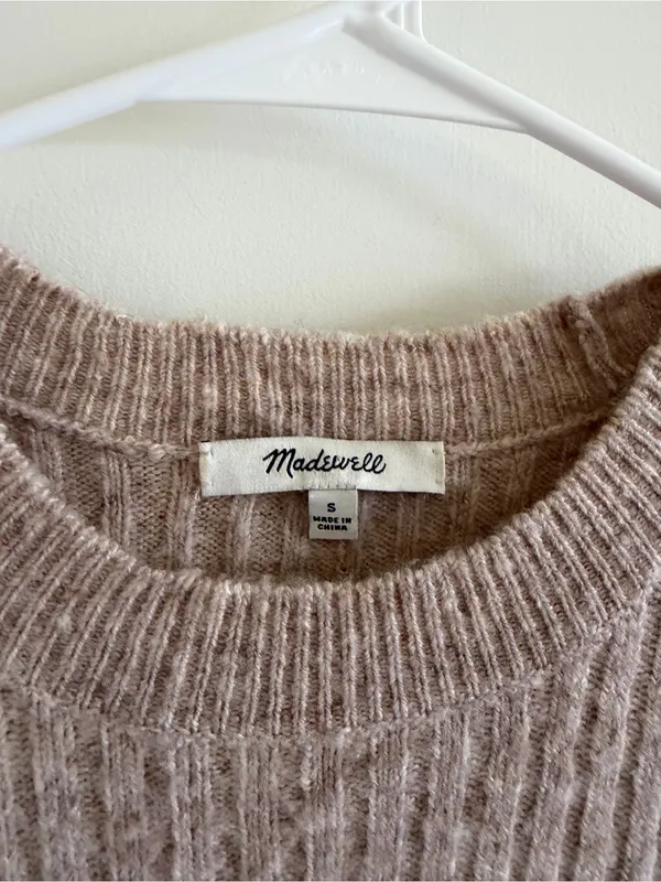 Madewell wool blend colorblock midi sweater dress fall cozy knit ribbed - Image 5