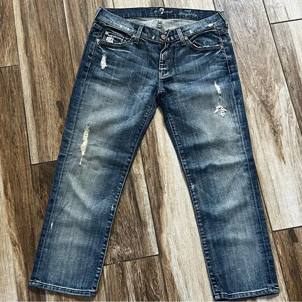 7 for all mankind blue crop straight leg jeans - Image 7
