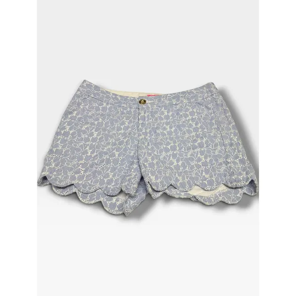 Lilly Pulitzer Buttercup Crew Blue Floral Eyelet Scallop Shorts Size 2 - Image 3