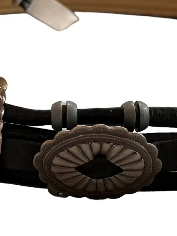 Ginnie Johansen Inc Black Silver Concha Western Boho Faux Leather Belt Women's - Image 10