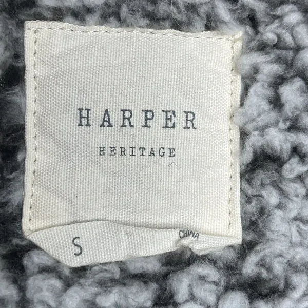 Harper Heritage Boutique Vest Size Small Plaid Full Zip Faux Fur Fleece - Image 3