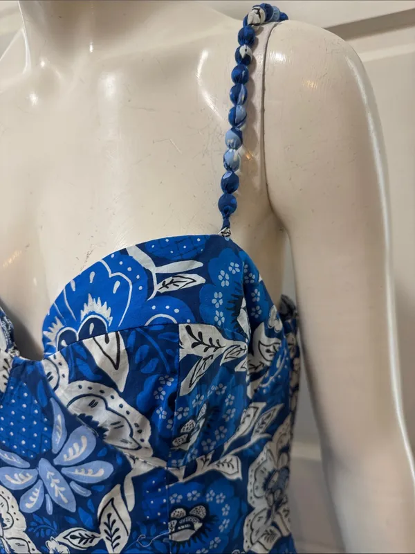 Farm Rio Blue Floral Spaghetti-Strap Maxi Dress - Image 4