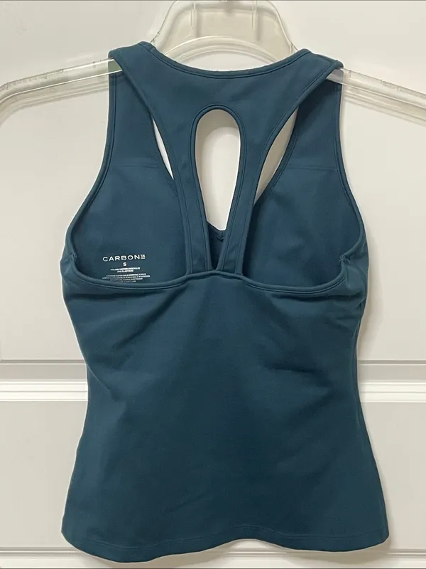 Carbon 38 Dark Teal Workout Tank with Built in Bra Small Activewear - Image 2