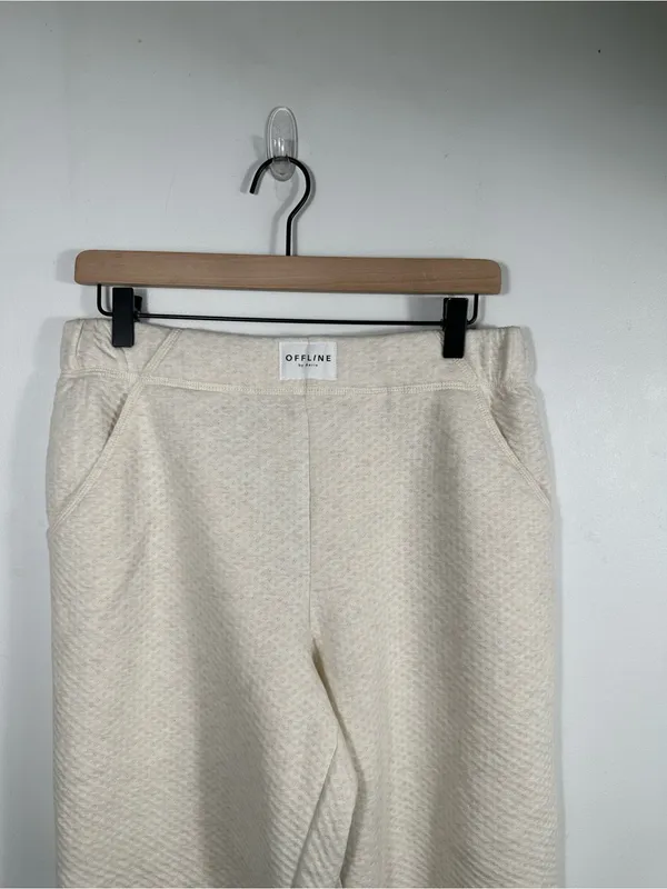 OFFLINE by Aerie Coffee Run‎ Jogger Womens M Cream Textured Sweatpants - Image 5