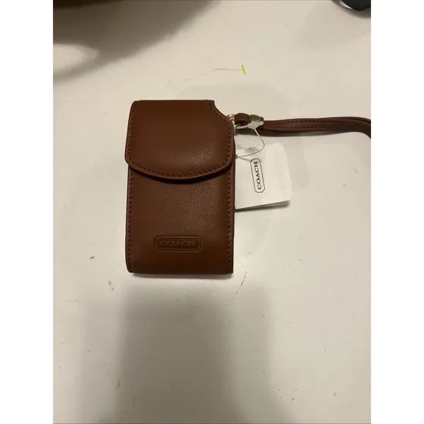 Vintage Tan Leather Coach Flip Phone Belt Carry Case Wristlet NWT - Image 5