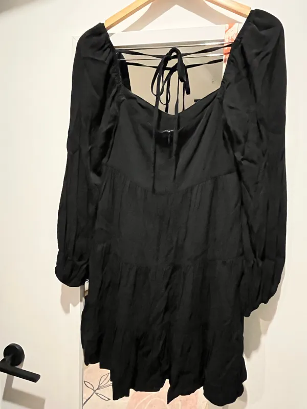 Shinestar Black Mini Dress Ruffled Boho - Image 3