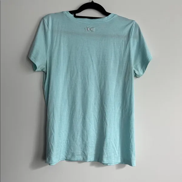 Under Armour Women's Short Sleeve Tee in Aqua with White Logo Size L - Image 6
