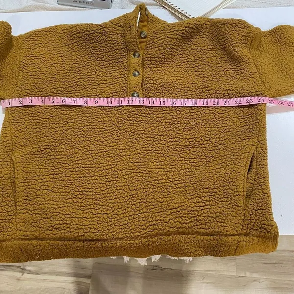 Aerie Sherpa Pullover Small Mustard Fleece Oversized Cozy - Image 5