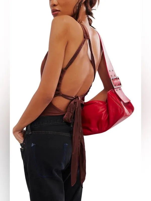 FREE PEOPLE Can't Stop Me Asymmetrical Bodysuit - Brown - Image 3