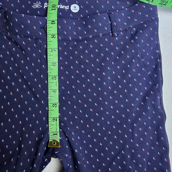 Betabrand Dress Pant Yoga Pants Navy‎ Blue Dash Print Straight Leg Size M Long - Image 8