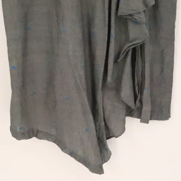 Asymmetric Midi Wrap Dress Lagenlook Womens Size XS Gray Minimalist Cotton - Image 12