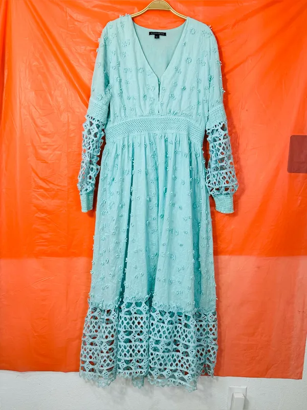 Boston Proper Mint Blue Embroidered Maxi Dress - Image 2