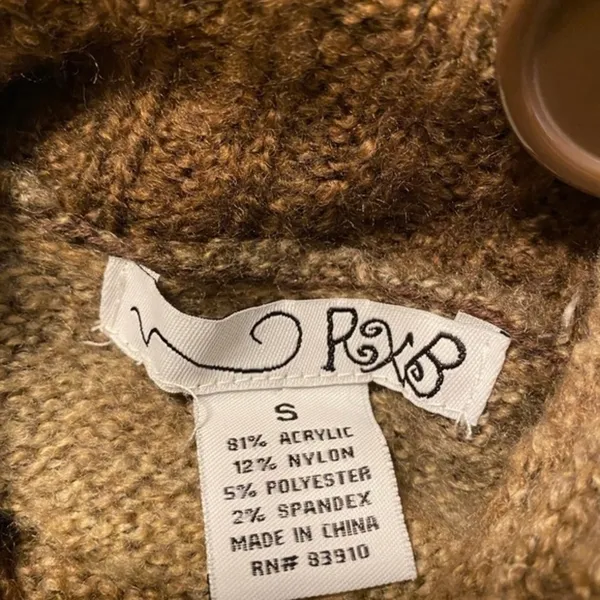 RXB Polyester Blend Cardigan Sweater Size S Brown - Image 13
