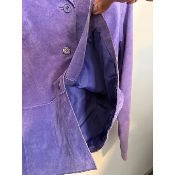 Vintage Brandon Thomas Purple Suede Leather Jacket Womens Medium VTG Blazer - Image 13