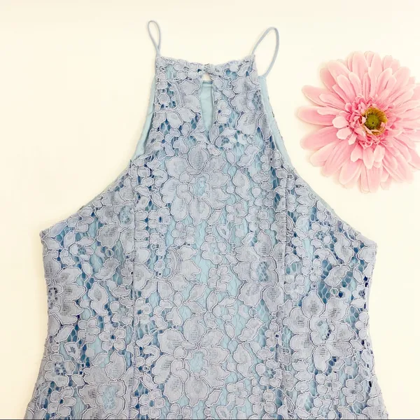 NBD x Revolve Bria Lace Halter Mini Dress: Periwinkle Blue - Image 7
