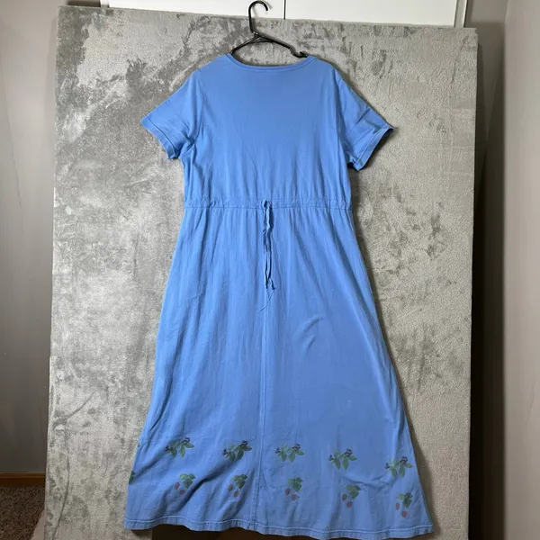 Vintage‎ Johnny Was Blue Fruit Dress Cottagecore Prairie Medium Whimsical Artsy - Image 4