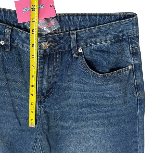 NEW Edikted Mid Rise Wide Leg Distressed Jeans‎ Color Indigo Blue Raw Washed M - Image 11