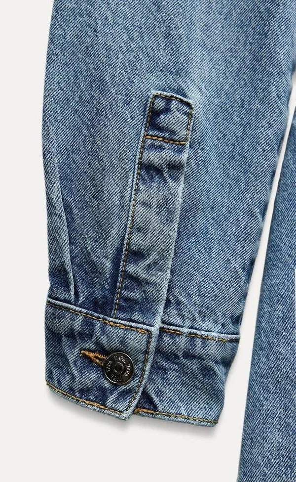 ZARA dress denim long sleeve mini button up casual jean dress - Image 5