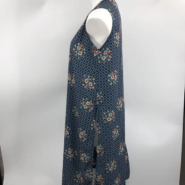 Lularoe small teal orange sleeveless open cardigan duster - Image 5