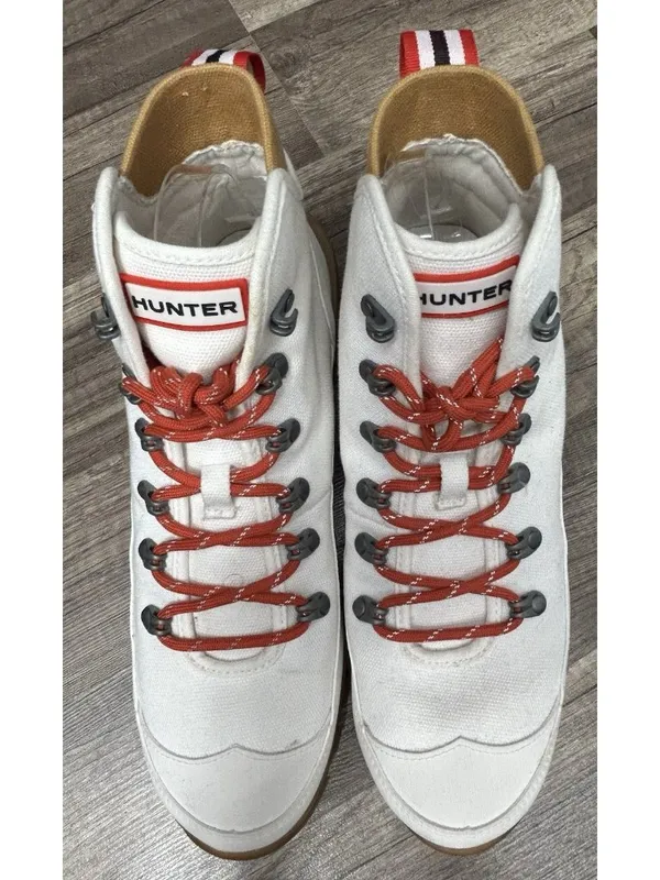 Hunter Boots Women’s 10 White Canvas Desert Commando Hiking Lug Sole EUC - Image 4