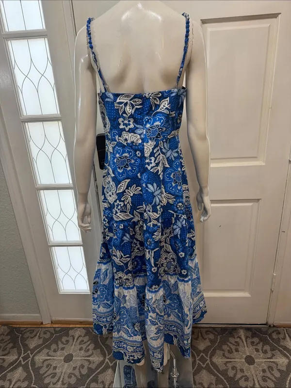Farm Rio Blue Floral Spaghetti-Strap Maxi Dress - Image 9