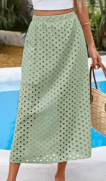 Amazon Long Cotton Eyelet Beach Maxi Skirt for Women - Image 2