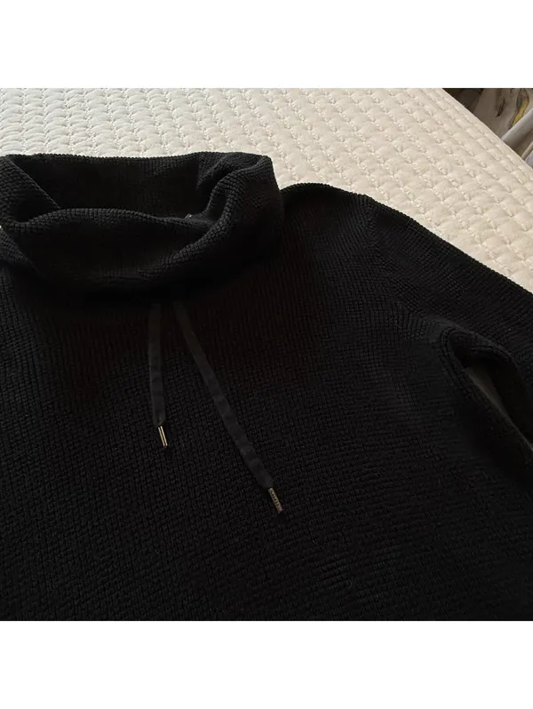Lauren Ralph Lauren Black Waffle Knit Cowl Neck Long Sleeve Sweater Sz S Small - Image 12