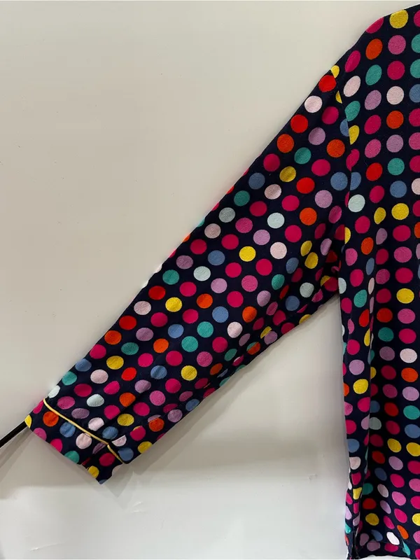 Victoria's Secret Pajama Set M Multi-Color Polka Dot 100% Cotton Button Up Pants - Image 5
