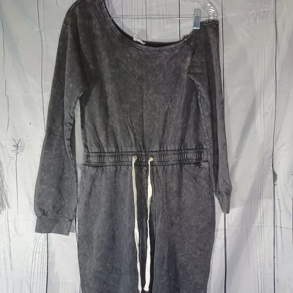 Lane 201 Faded Black Off The Shoulder comfy casual Jumpsuit with Drawstring - Image 4