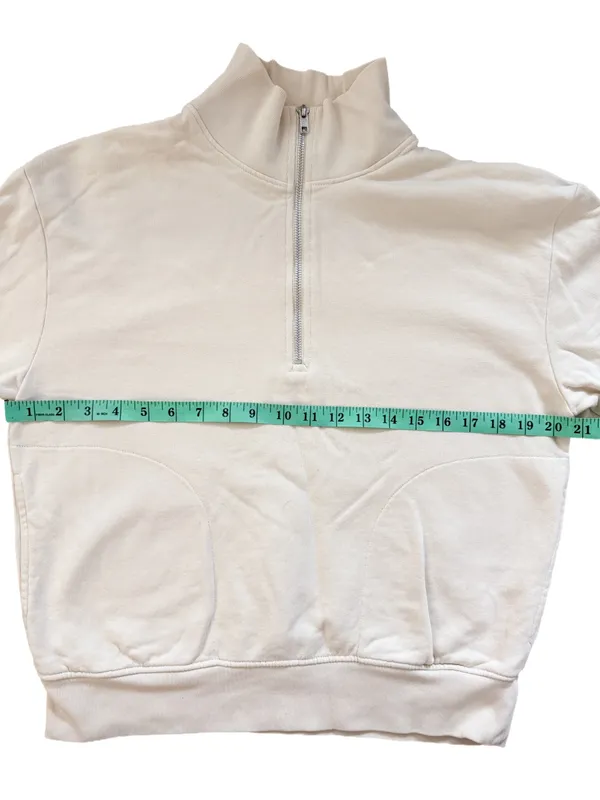 MATE the Label Fleece Quarter Zip Sweatshirt XS Bone - Image 5