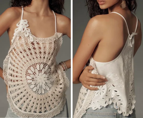 Anthropologie Crochet Embroidered Sweater Tank Top, Size XS - Image 2