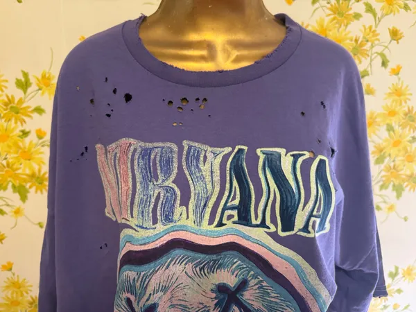 Nirvana NWT oversized distressed short sleeve graphic T shirt dress size L/XL - Image 5