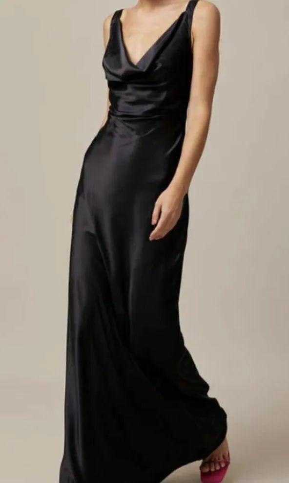 RIHOAS The Black Cowl Neck Sheath Satin Maxi Dress 22 - Image 2