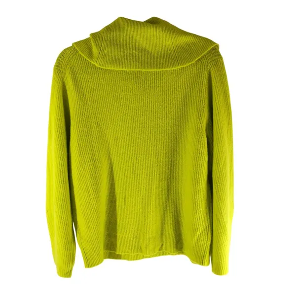 J Crew Half-Zip Stretch Sweater Wool Blend Ribbed Oversized Bright Yellow S - Image 2