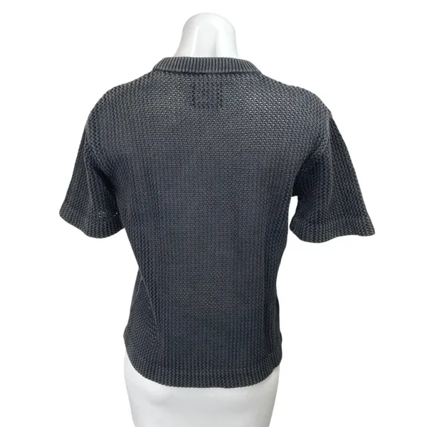 Abercrombie & Fitch Black Open Knit Short Sleeve Pocket Tee T-Shirt Top Size XS - Image 2