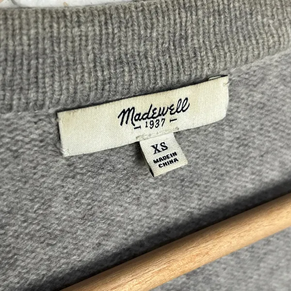 Madewell Woman's Coffee Shop‎ Button V-Neck Cardigan Merino Wool Sweater Size XS - Image 2